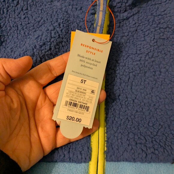 Cat & Jack Fleece Zip Jacket - New With Tags - 5T - Picture 4 of 8